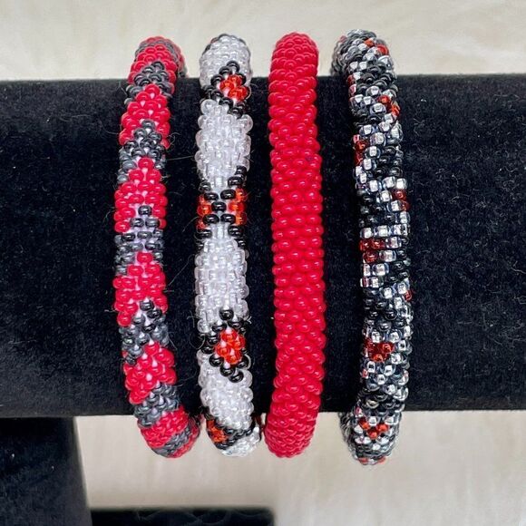 HAND CRAFTED in Nepal Beaded Bracelets (set of 4) #673 - Picture 1 of 4